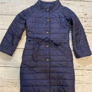 PUNKY KLAN Italy PUFFER Rhinestone Women’s Long Coat Size M Navy Blue NEW